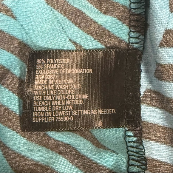 Worthington 2X Teal Blue Stripe Chiffon Hem Tunic Top Plus - Picture 6 of 7